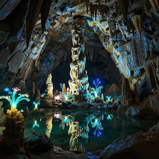 Bioluminescent Underground Fantasy Cavern