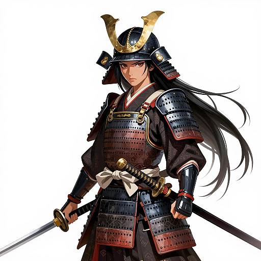 Fierce Female Samurai in Detailed Armor