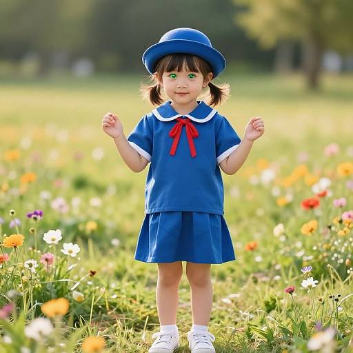 Confident Girl in Sunny Flower Field