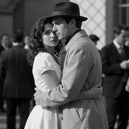 Intense Embrace in Black-and-White