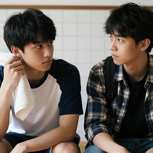 Intense Gaze Between Friends Indoors