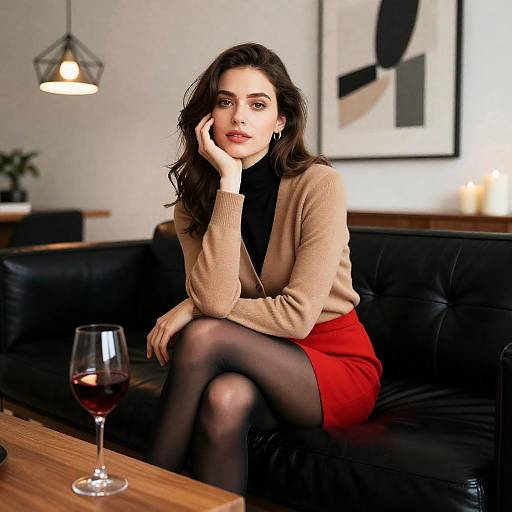 Elegant Woman in Modern Living Room