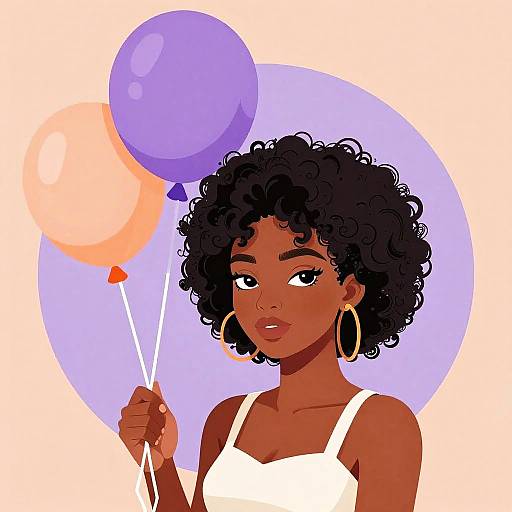 Afrofuturism Teen Girl with Balloons