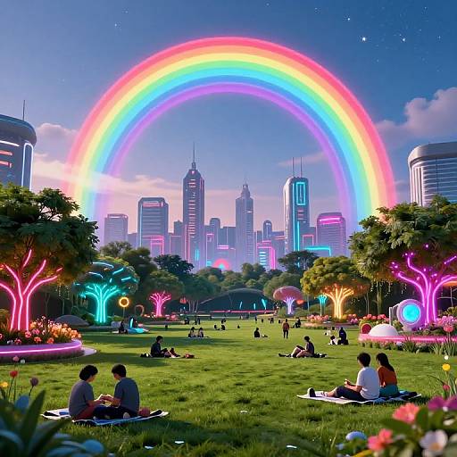 Futuristic Cyberpunk City Park