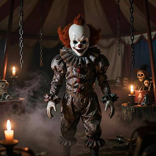 Sinister Clown in Haunted Circus Tent