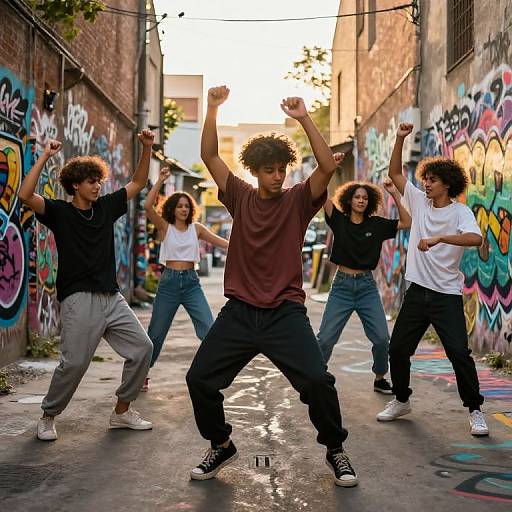 Youthful Dancers in Golden Alley