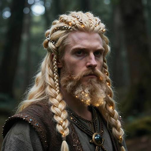 Blonde Bearded Mystic in Fantasy Forest