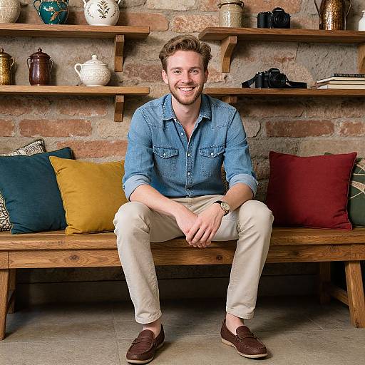 Cozy Portrait of Smiling Young Man