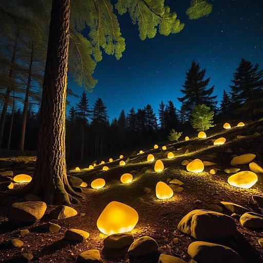 Enchanted Forest with Glowing Stones Enchanted Forest with Glowing Stones