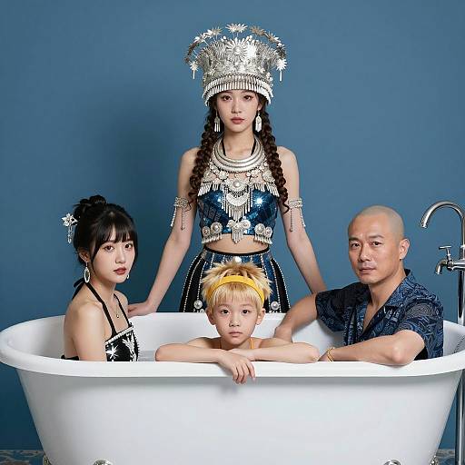 Whimsical Bathtub Portrait with Friends