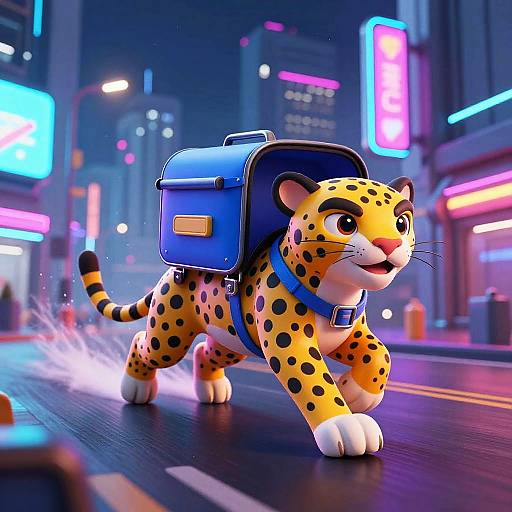 Futuristic Neon Cheetah Courier