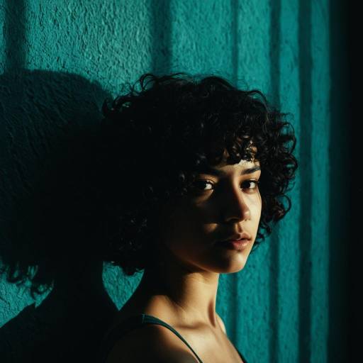 Moody Portrait of Woman with Curly Hair