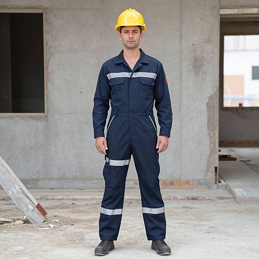 Man in Work Pants and Hard Hat
