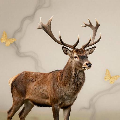 Regal Red Deer Mural Portrait