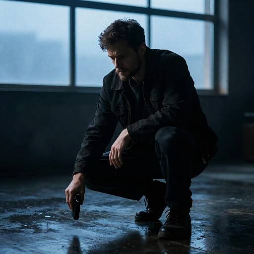 Intense Man in Blue Hued Setting