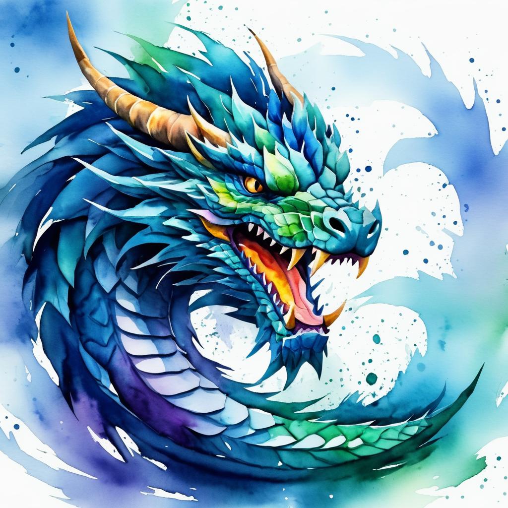 Cinematic Watercolor Dragon Artwork