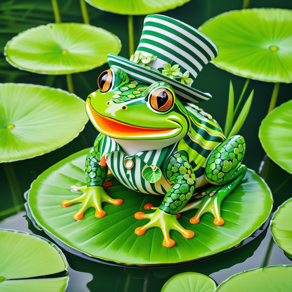 Cheerful Frog on a Lily Pad Delight