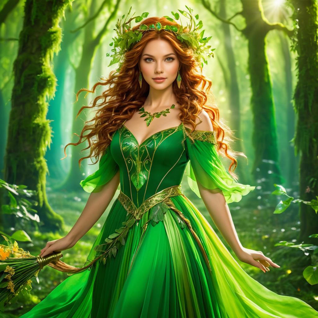 Thalia: Goddess of Nature in Forest Glade