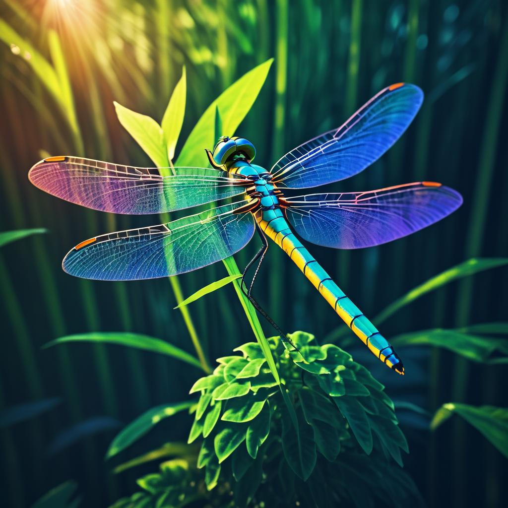 Vibrant Dragonfly Man in Cinematic Style