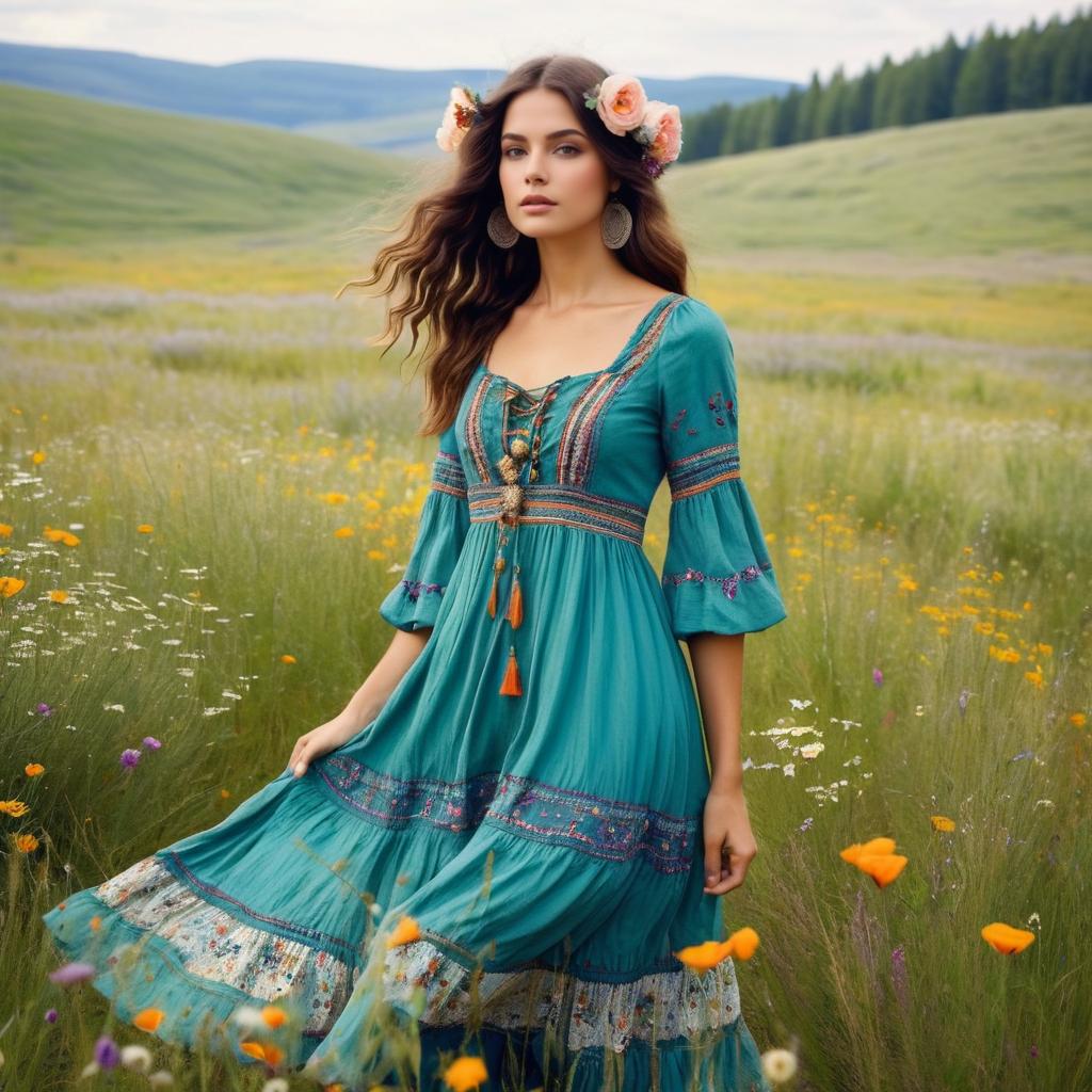 Bohemian Woman in a Flower Meadow