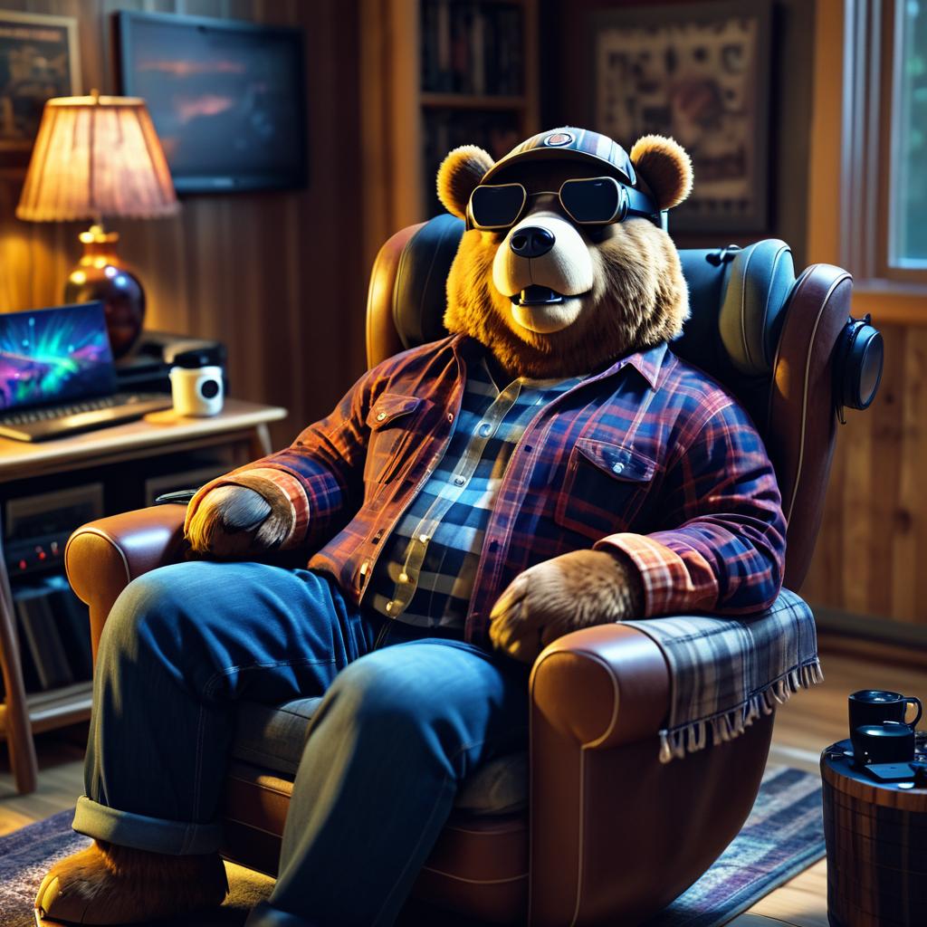 Chill VR Bear in Flannel Shirt