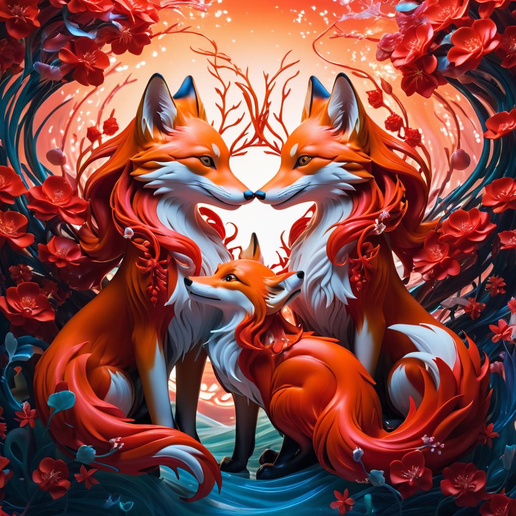 Vibrant Underwater Foxes in Bloom