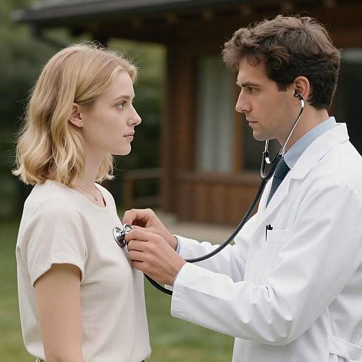 Doctor Examining Patient Outdoors