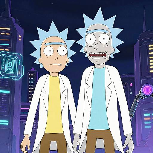 Cyberpunk Rick and Morty Digital Portrait
