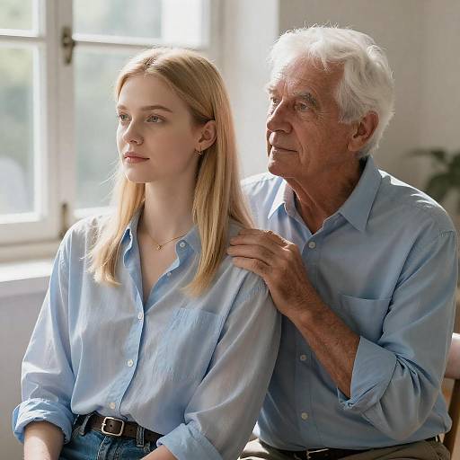 Sunlit Family Moment: Daughter and Father