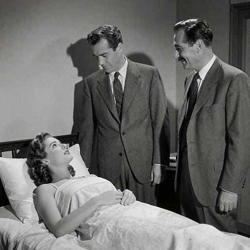 1950s Black-and-White Movie Scene in Bedroom