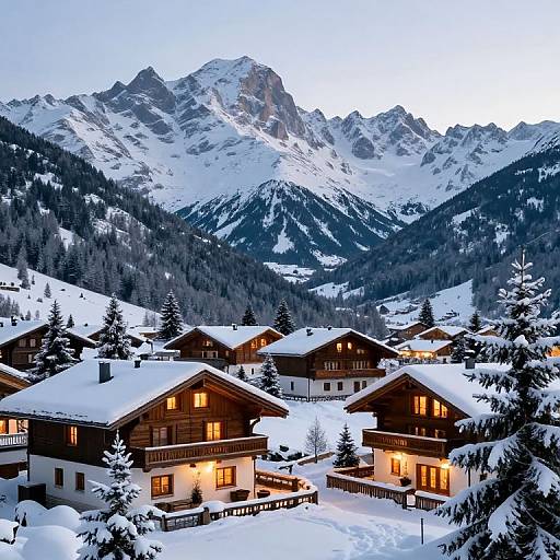 Snowy Alpine Chalets in Winter Retreat