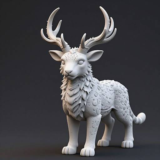 3D Model of Magical Snow Leopard-Deer