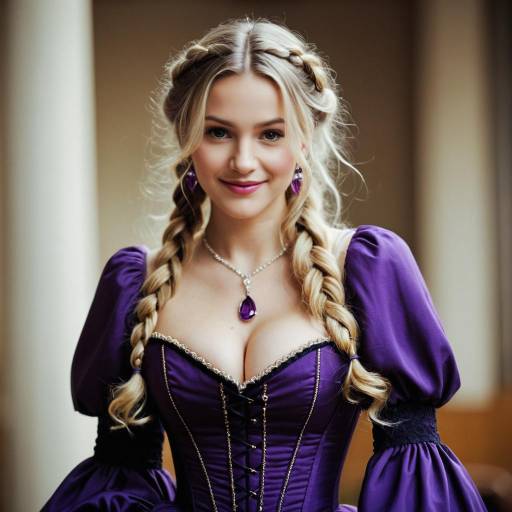 Blonde Woman in Purple Renaissance Dress