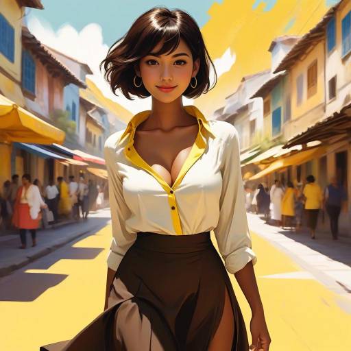 Abstract Travel Poster of a Dark-Skinned Woman