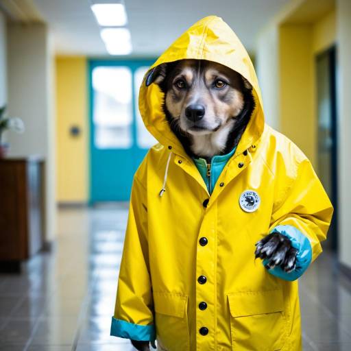 Stylish Dog in Yellow Raincoat Portrait