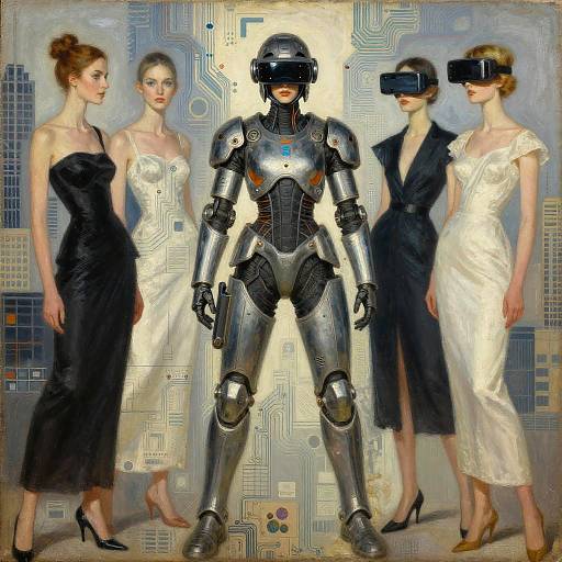 Futuristic Female Warrior in Vintage Art