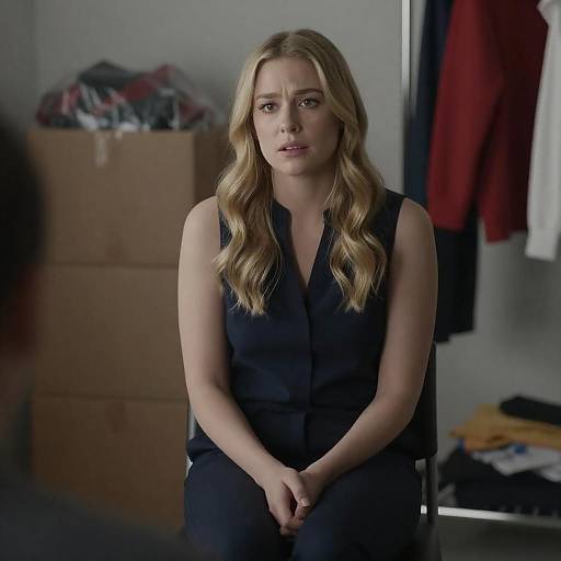 Blonde Woman in Cluttered Storage Room