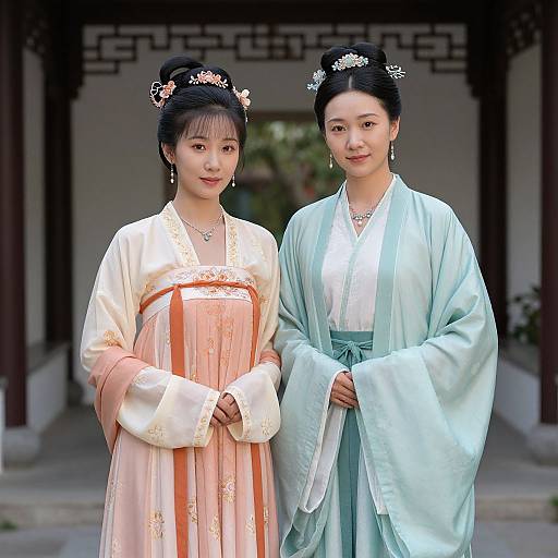 Iconic Female Duo in Traditional Chinese Dress