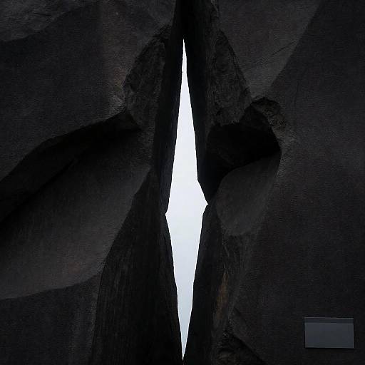 Dark Jagged Rock Formation with Light Gap