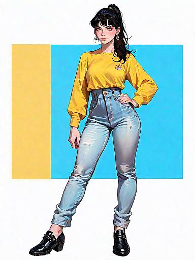 Chic Woman in Casual Fashion Shoot