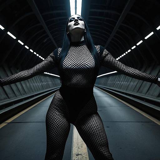 Gothic Fashion in Urban Tunnel
