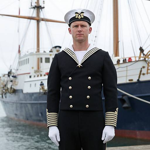 British Naval Officer by Ship