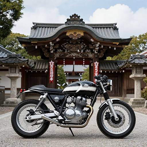 Custom Honda CB by Japanese Temple Gate