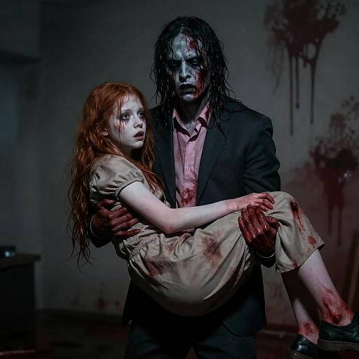 Horror Scene with Bloodstained Figures