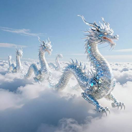 Ethereal Cloud Dragons in Sky