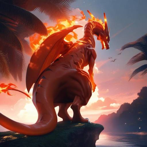 Cinematic 3D Charizard at Sunset Beach Cinematic 3D Charizard at Sunset Beach