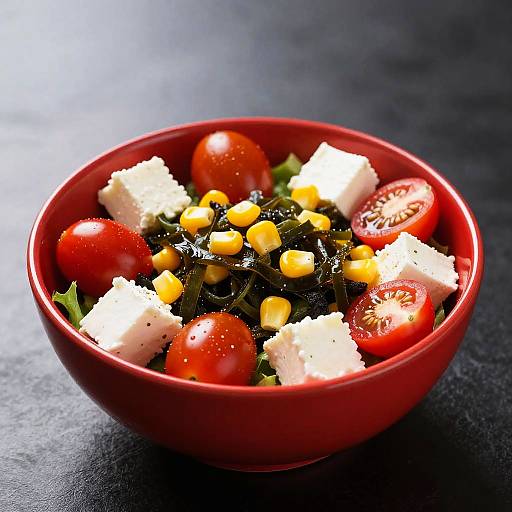 Vibrant Salad in Red Bowl