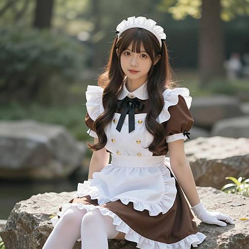 Photorealistic Anime Maid in Nature
