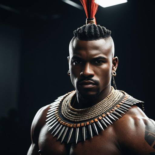 Portrait of Zulu Warrior with Decorative Necklace