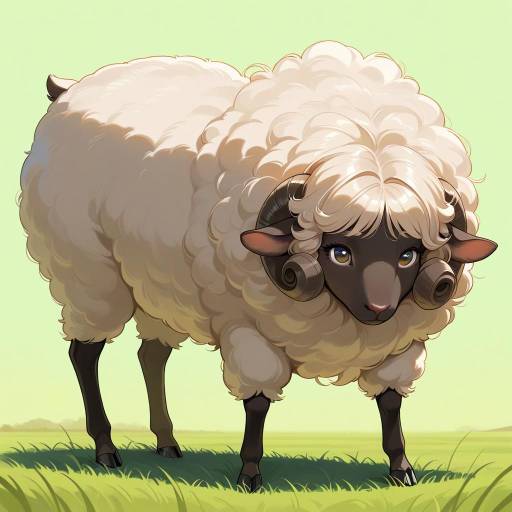Realistic Sheep Grazing in Green Field Realistic Sheep Grazing in Green Field